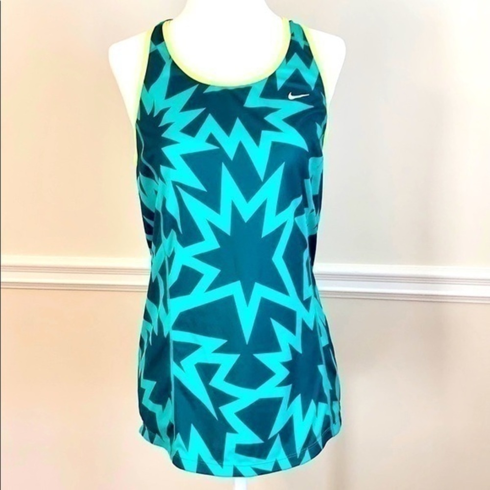 NIKE Dri-Fit RacerBack Green Starbursts Tank Top M